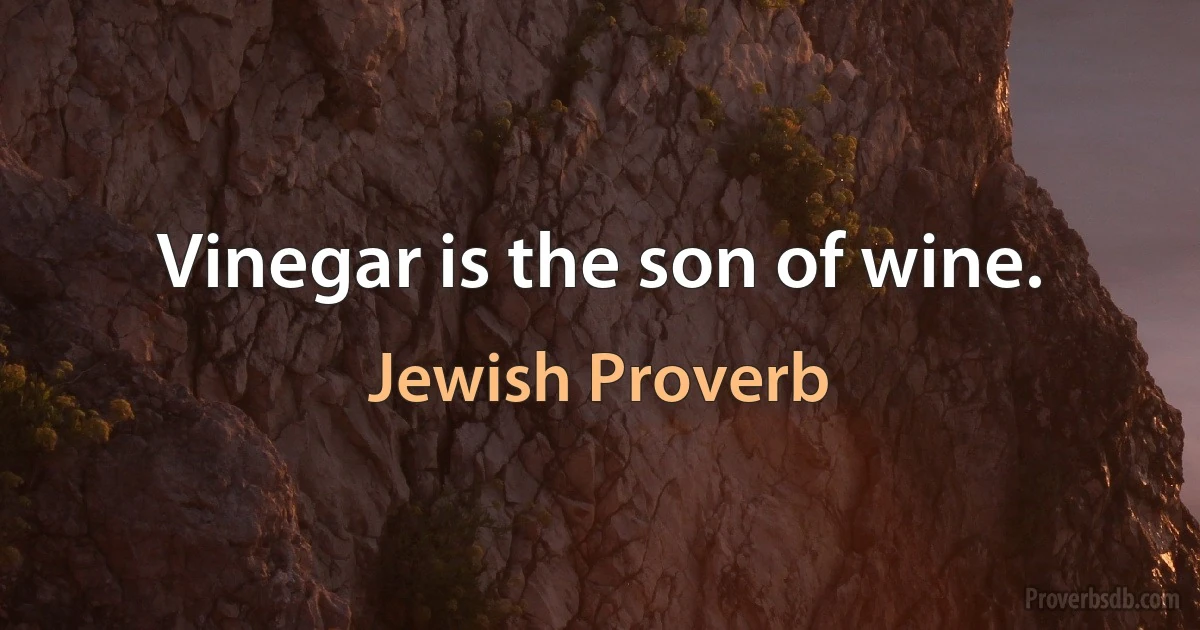 Vinegar is the son of wine. (Jewish Proverb)