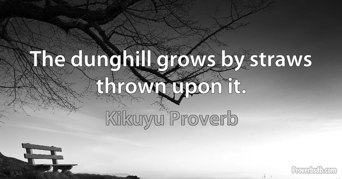 The dunghill grows by straws thrown upon it. (Kikuyu Proverb)