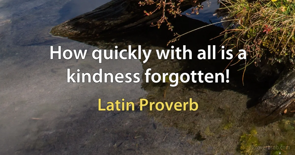 How quickly with all is a kindness forgotten! (Latin Proverb)