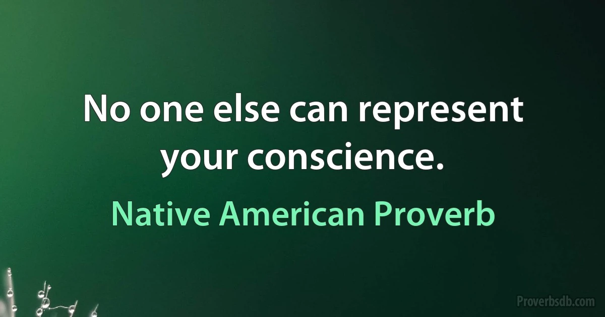 No one else can represent your conscience. (Native American Proverb)