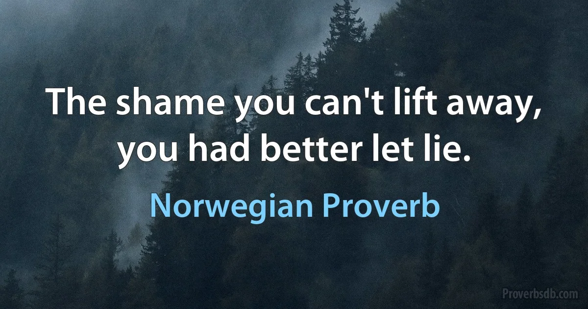 The shame you can't lift away, you had better let lie. (Norwegian Proverb)