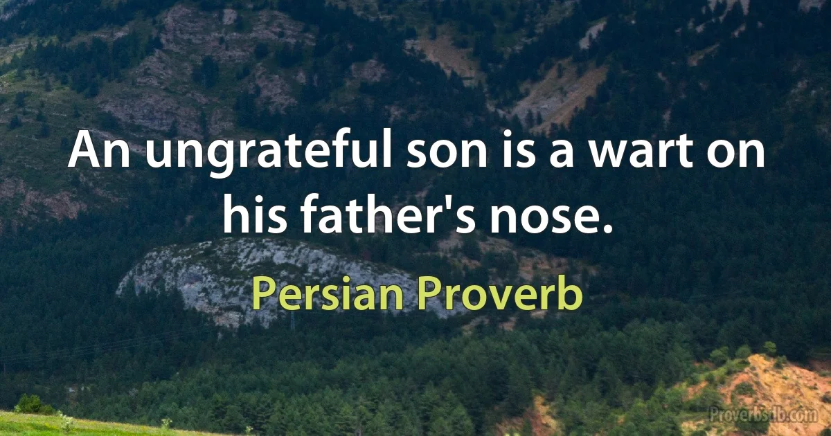 An ungrateful son is a wart on his father's nose. (Persian Proverb)