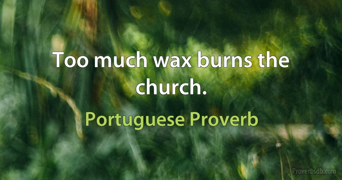 Too much wax burns the church. (Portuguese Proverb)