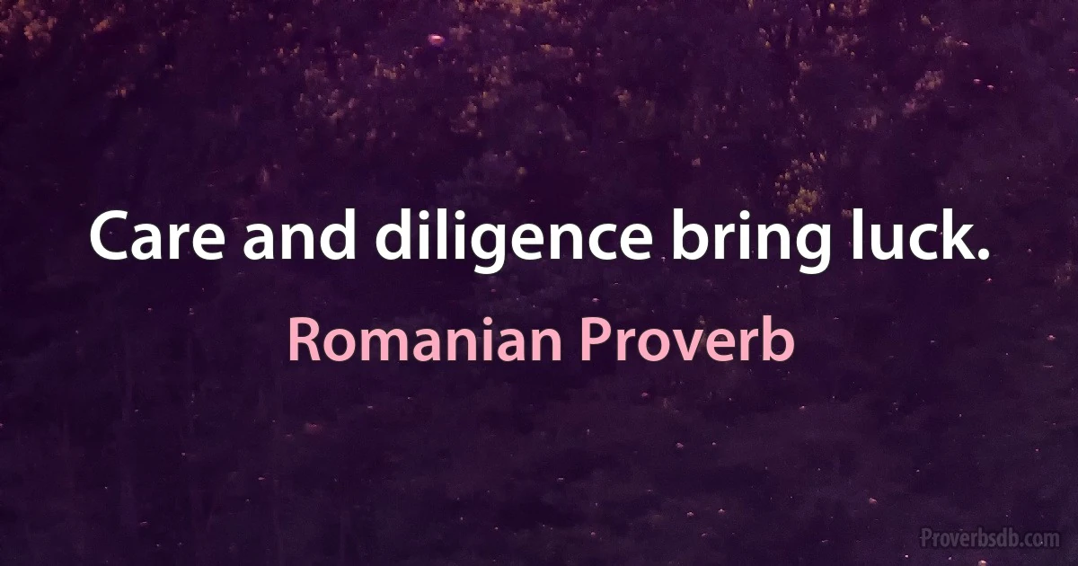 Care and diligence bring luck. (Romanian Proverb)