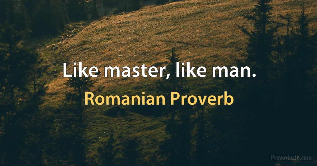 Like master, like man. (Romanian Proverb)