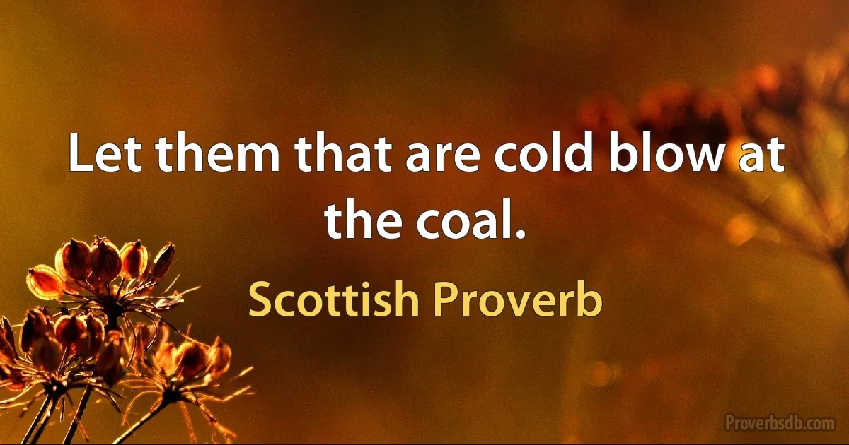 Let them that are cold blow at the coal. (Scottish Proverb)