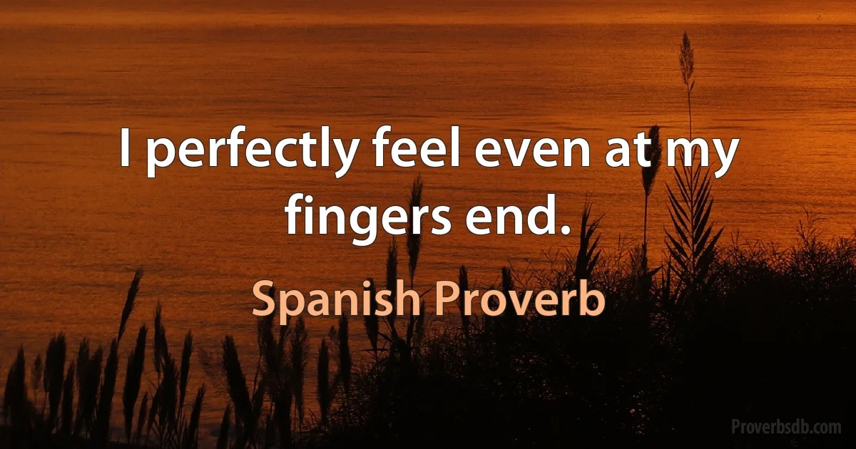 I perfectly feel even at my fingers end. (Spanish Proverb)