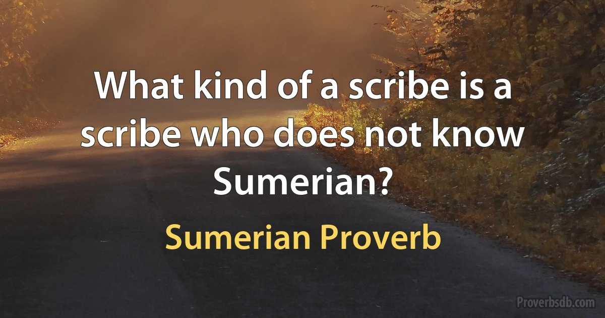 What kind of a scribe is a scribe who does not know Sumerian? (Sumerian Proverb)