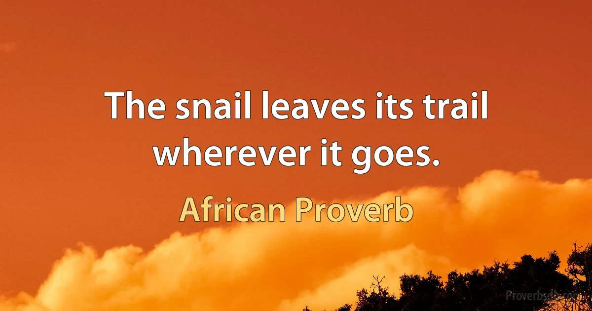 The snail leaves its trail wherever it goes. (African Proverb)