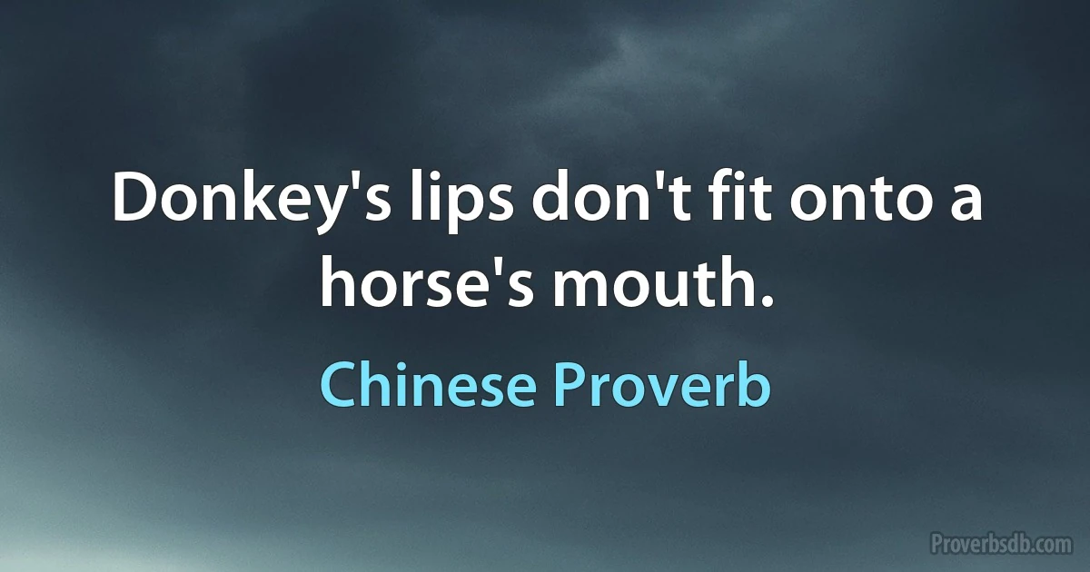 Donkey's lips don't fit onto a horse's mouth. (Chinese Proverb)