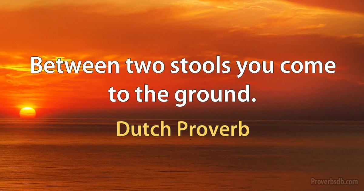 Between two stools you come to the ground. (Dutch Proverb)