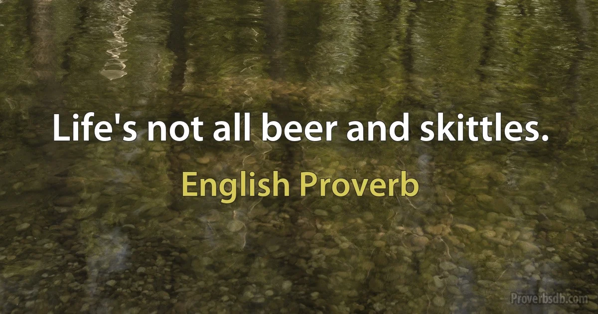 Life's not all beer and skittles. (English Proverb)