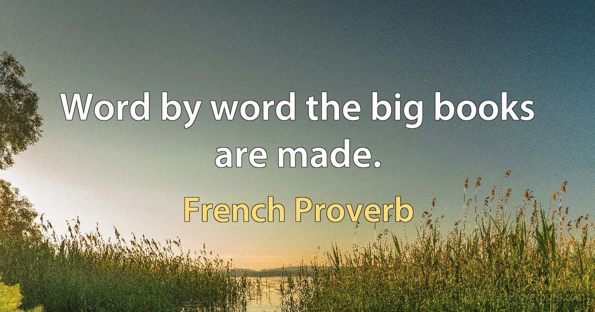 Word by word the big books are made. (French Proverb)