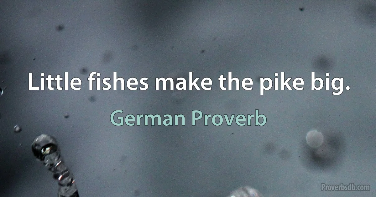 Little fishes make the pike big. (German Proverb)