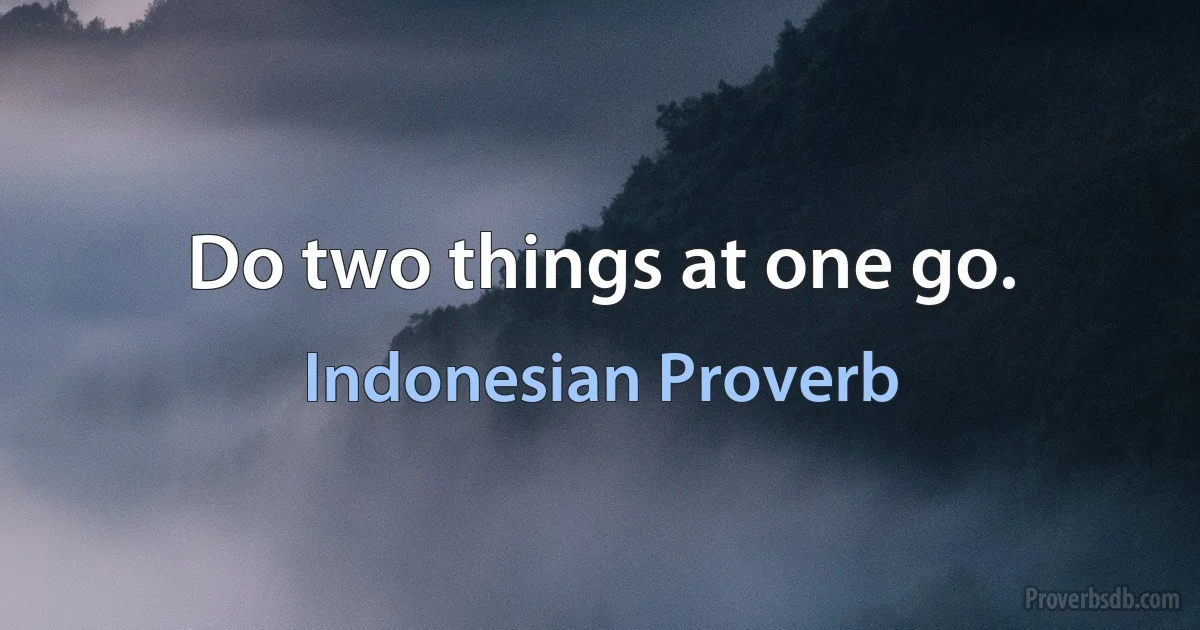 Do two things at one go. (Indonesian Proverb)