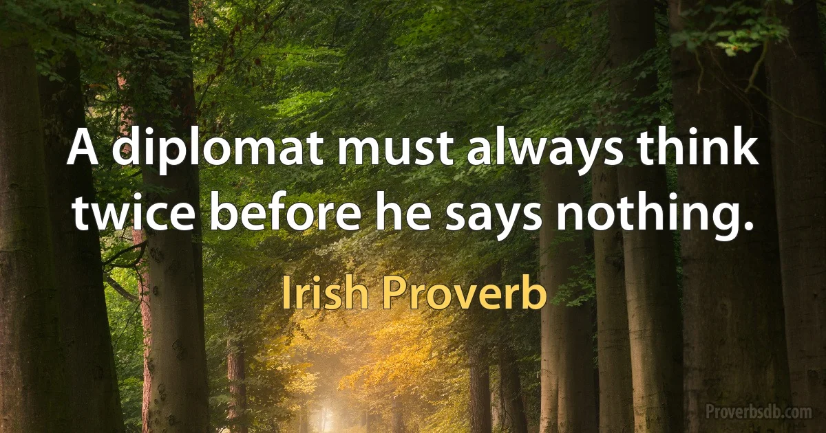 A diplomat must always think twice before he says nothing. (Irish Proverb)