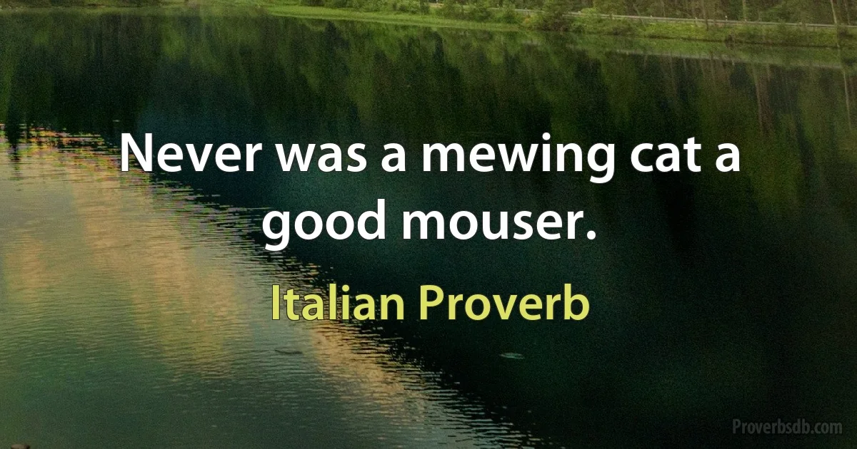 Never was a mewing cat a good mouser. (Italian Proverb)