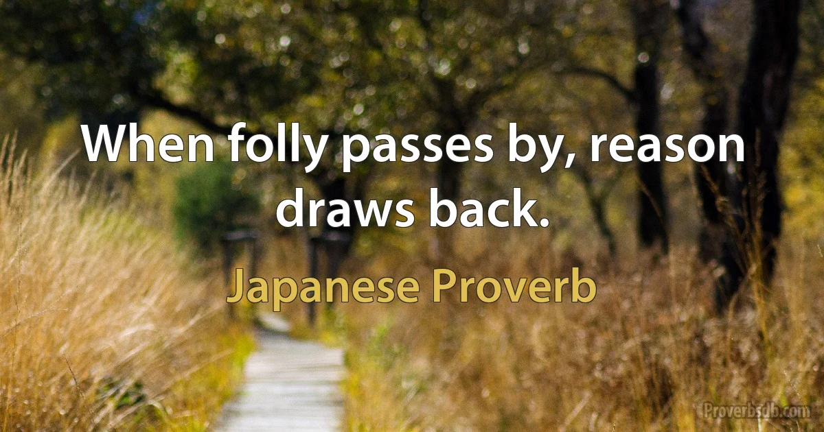 When folly passes by, reason draws back. (Japanese Proverb)