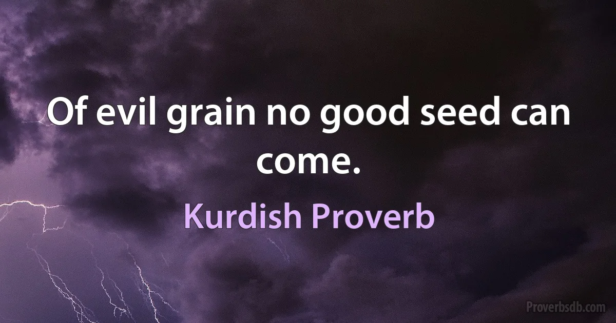 Of evil grain no good seed can come. (Kurdish Proverb)