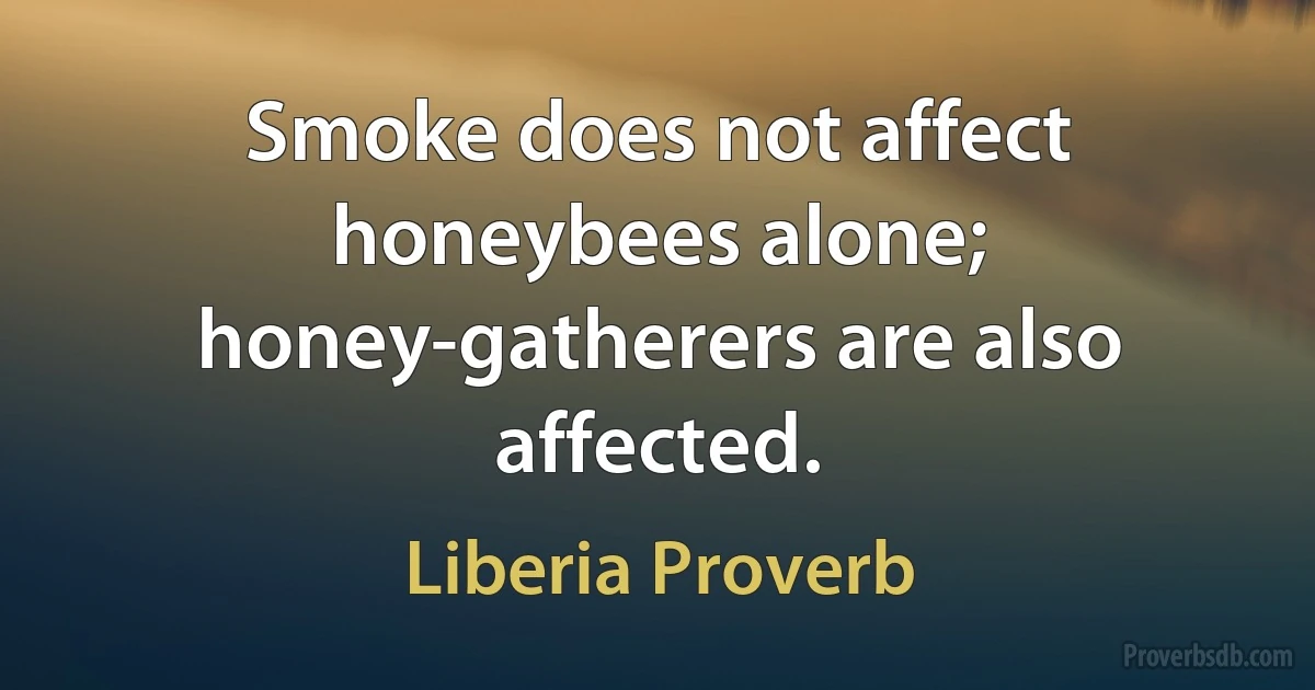 Smoke does not affect honeybees alone; honey-gatherers are also affected. (Liberia Proverb)