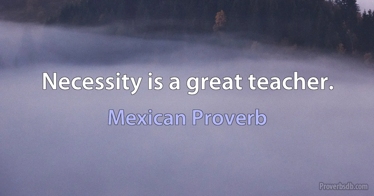 Necessity is a great teacher. (Mexican Proverb)