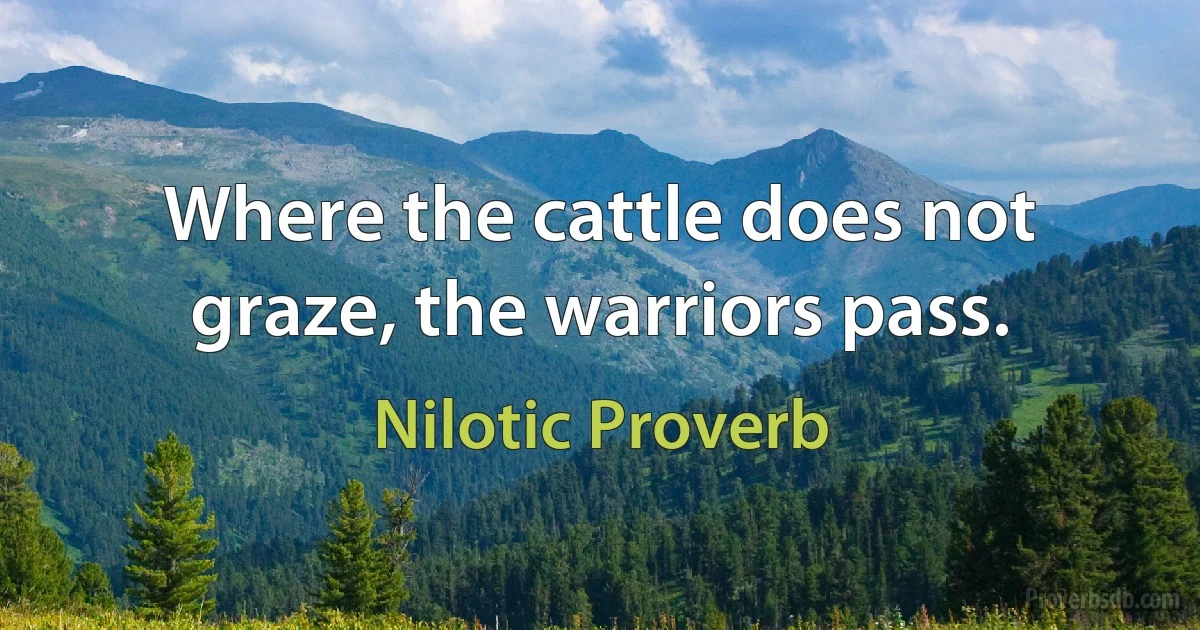 Where the cattle does not graze, the warriors pass. (Nilotic Proverb)