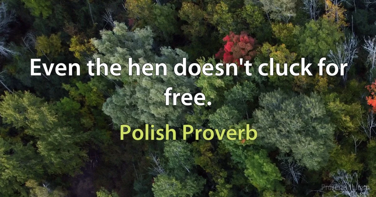 Even the hen doesn't cluck for free. (Polish Proverb)