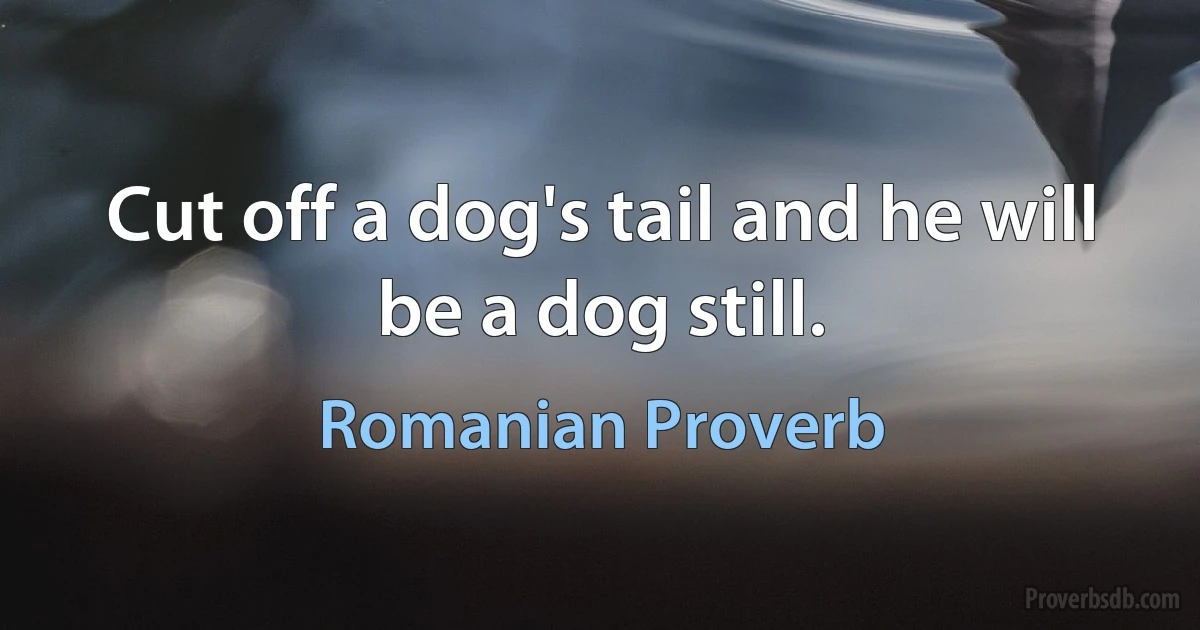 Cut off a dog's tail and he will be a dog still. (Romanian Proverb)