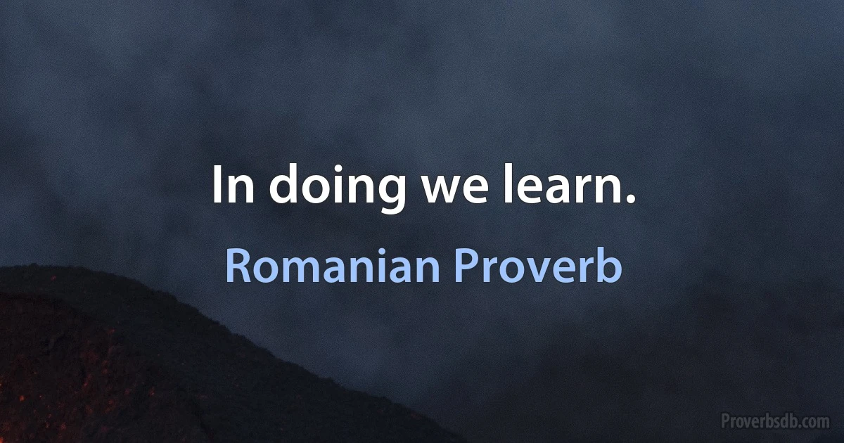 In doing we learn. (Romanian Proverb)