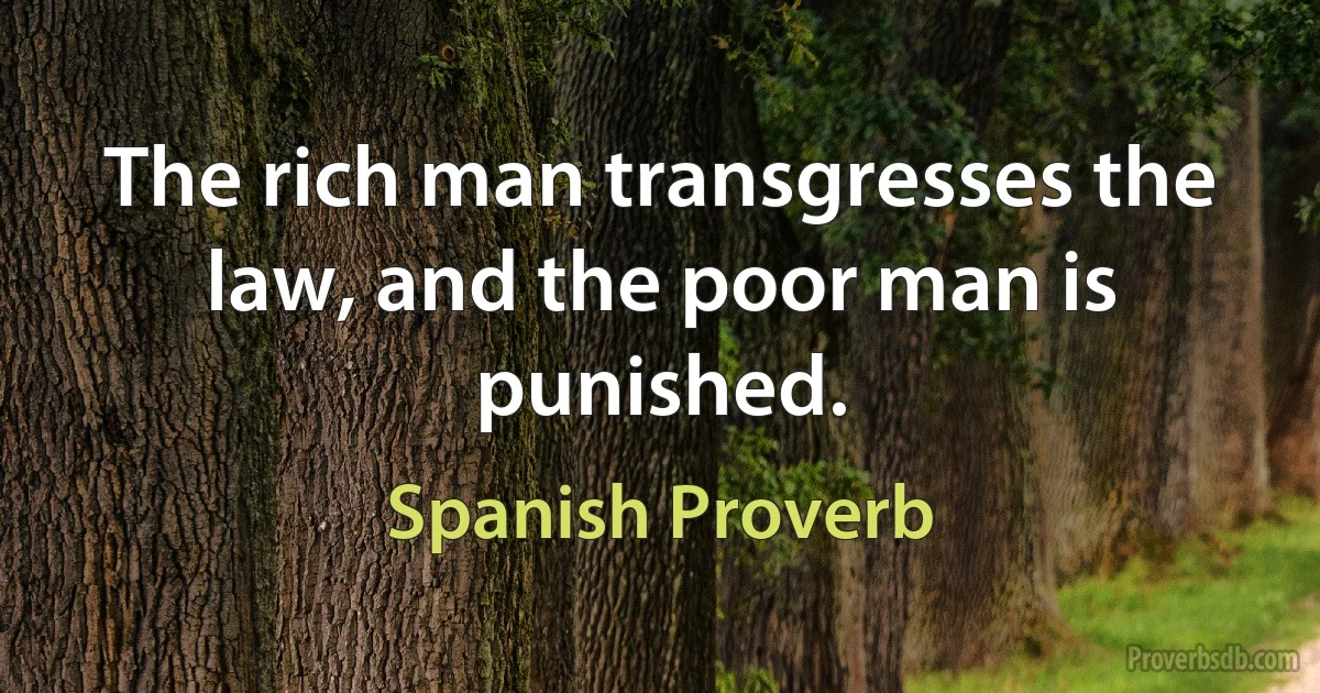 The rich man transgresses the law, and the poor man is punished. (Spanish Proverb)