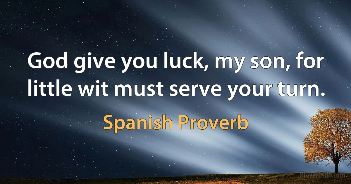 God give you luck, my son, for little wit must serve your turn. (Spanish Proverb)