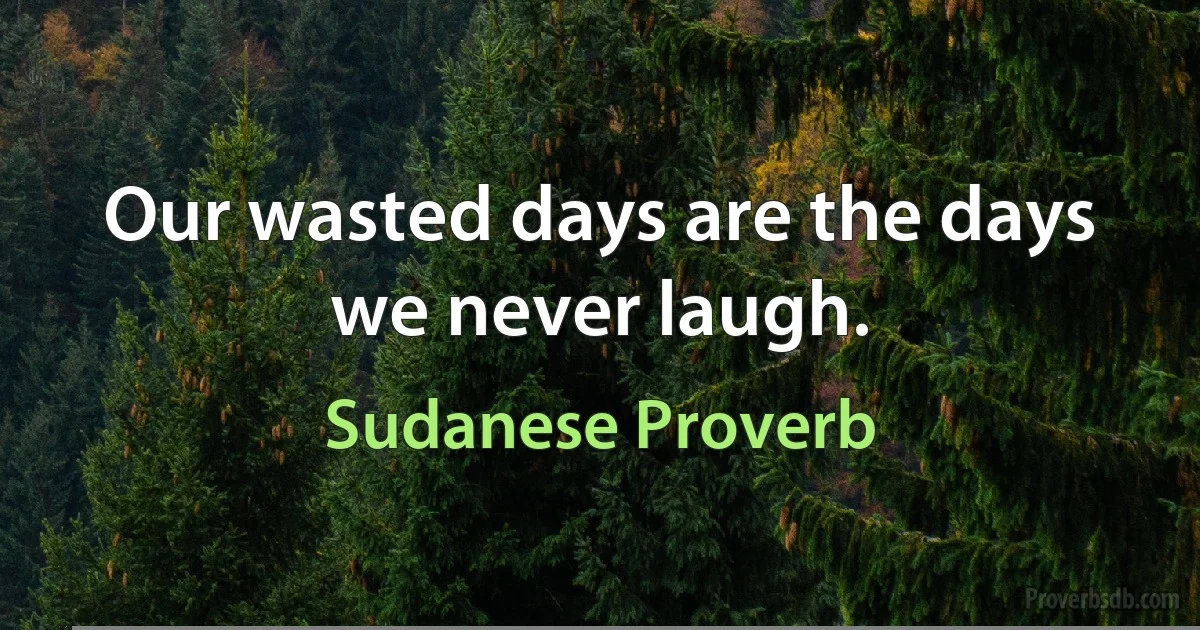 Our wasted days are the days we never laugh. (Sudanese Proverb)