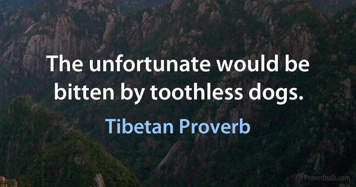 The unfortunate would be bitten by toothless dogs. (Tibetan Proverb)