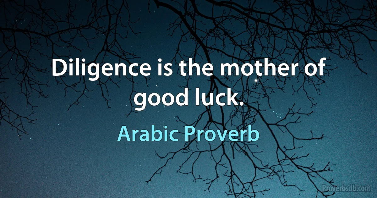 Diligence is the mother of good luck. (Arabic Proverb)