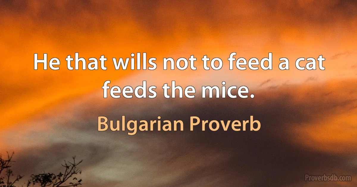 He that wills not to feed a cat feeds the mice. (Bulgarian Proverb)