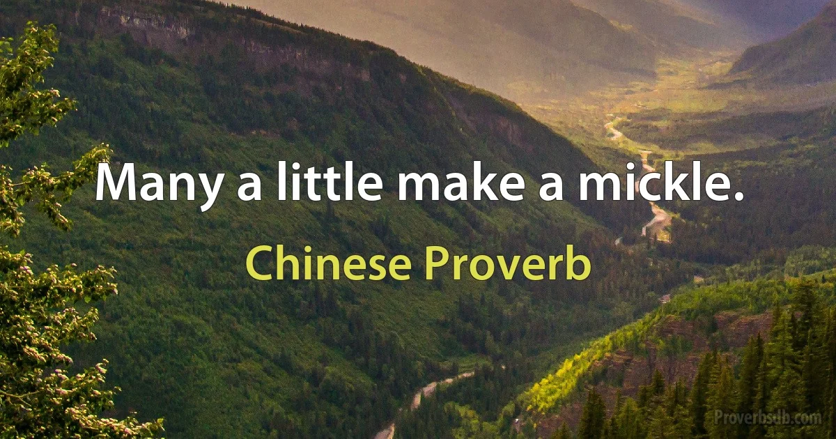 Many a little make a mickle. (Chinese Proverb)