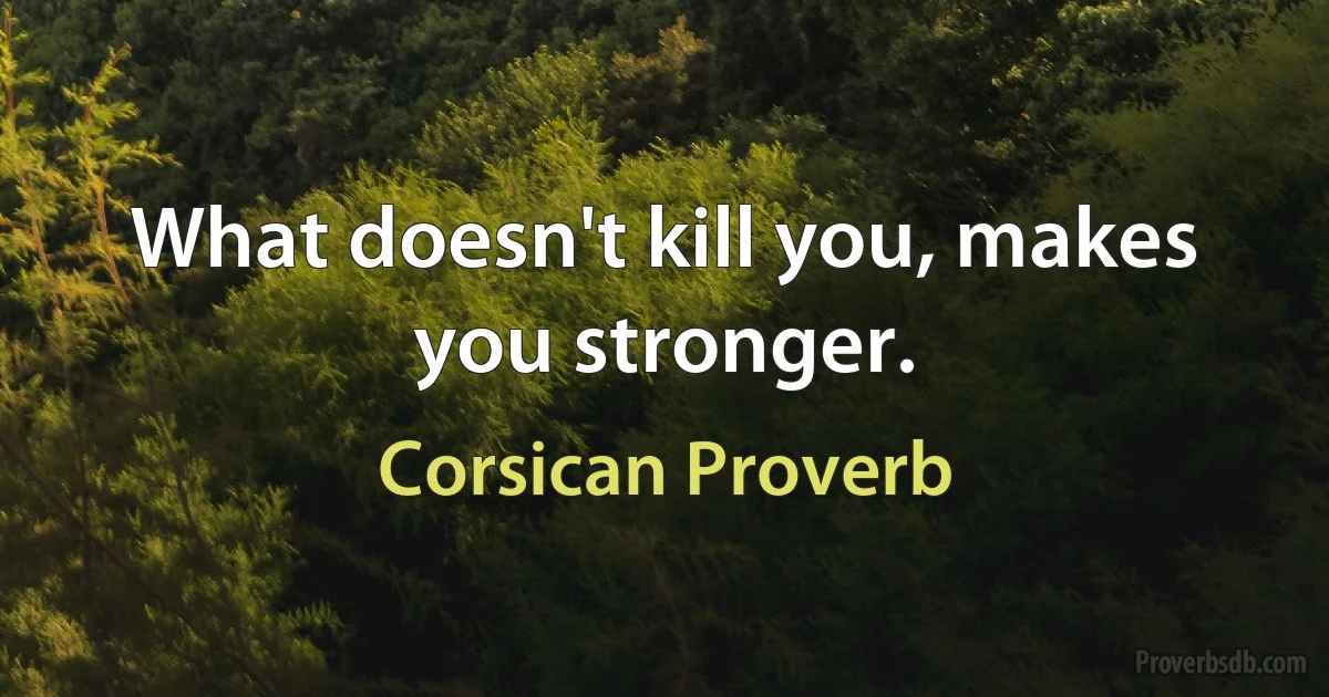 What doesn't kill you, makes you stronger. (Corsican Proverb)