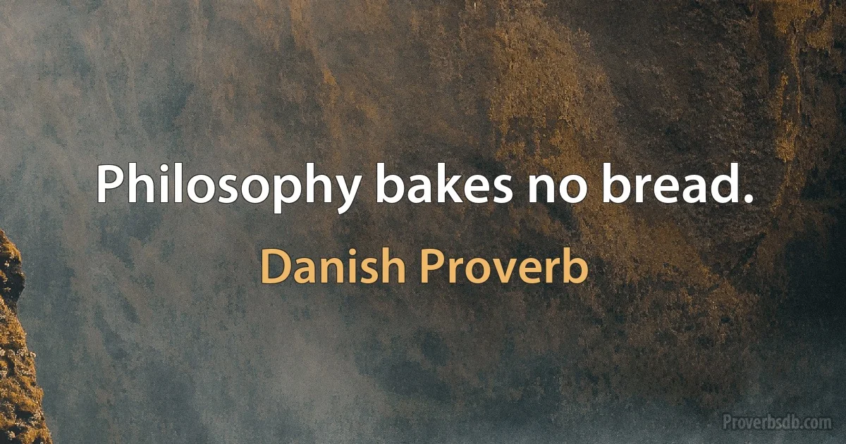 Philosophy bakes no bread. (Danish Proverb)