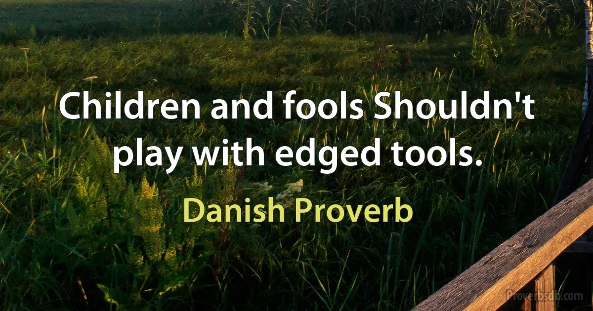 Children and fools Shouldn't play with edged tools. (Danish Proverb)