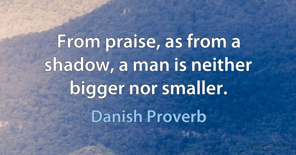 From praise, as from a shadow, a man is neither bigger nor smaller. (Danish Proverb)