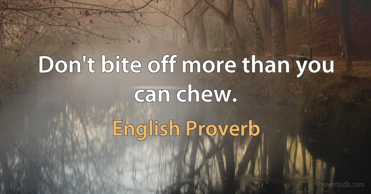 Don't bite off more than you can chew. (English Proverb)