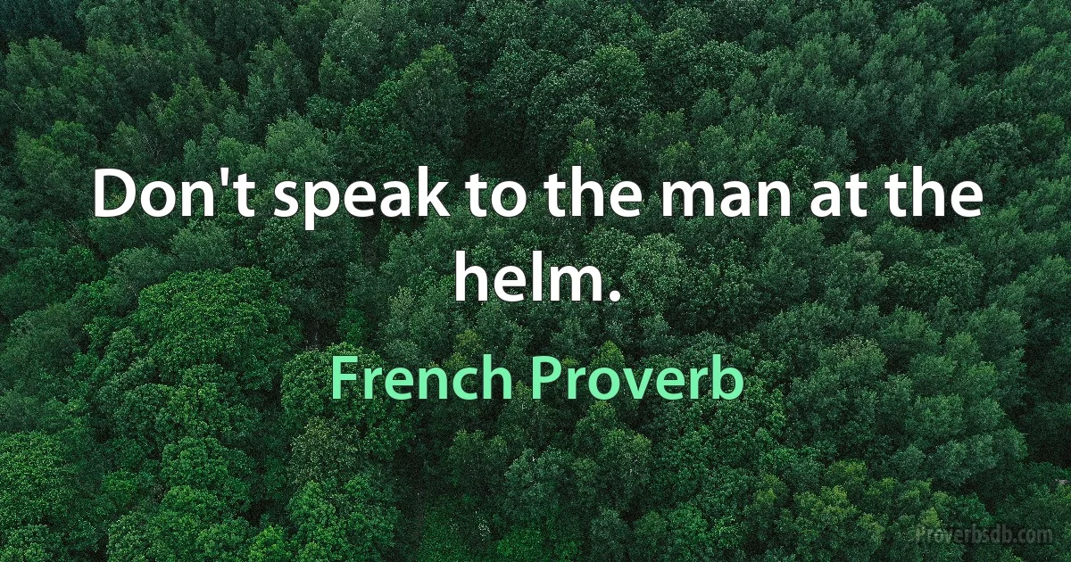 Don't speak to the man at the helm. (French Proverb)