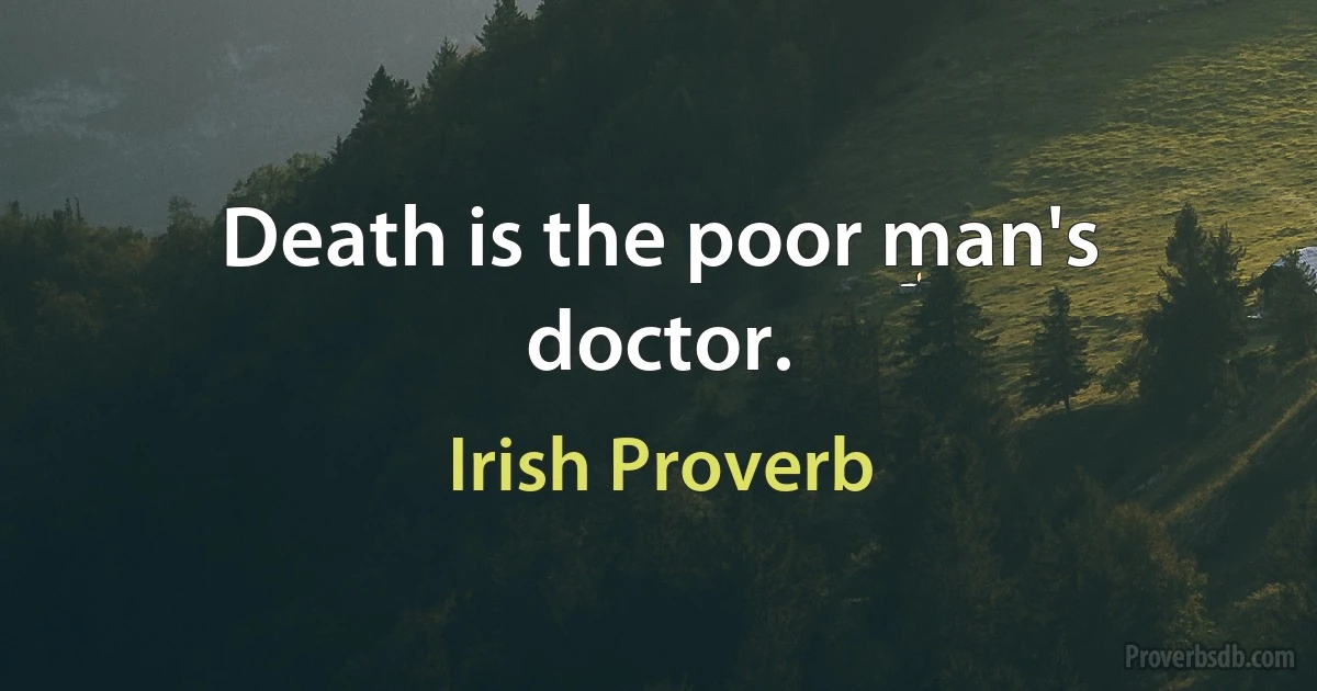 Death is the poor man's doctor. (Irish Proverb)