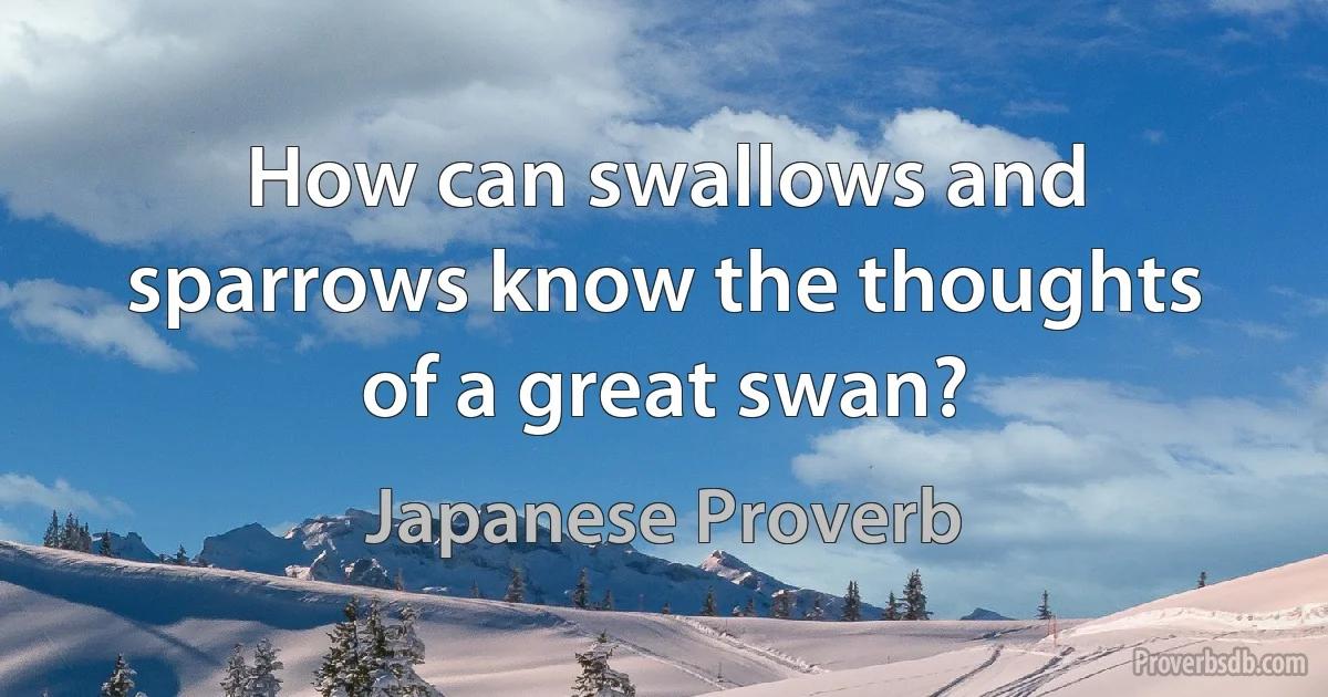 How can swallows and sparrows know the thoughts of a great swan? (Japanese Proverb)