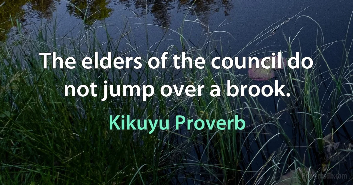 The elders of the council do not jump over a brook. (Kikuyu Proverb)