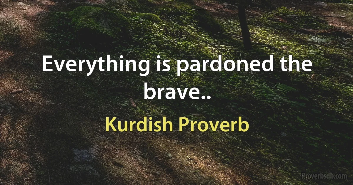 Everything is pardoned the brave.. (Kurdish Proverb)