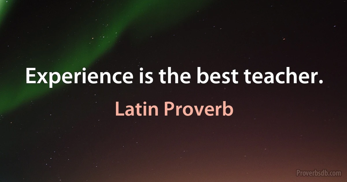 Experience is the best teacher. (Latin Proverb)