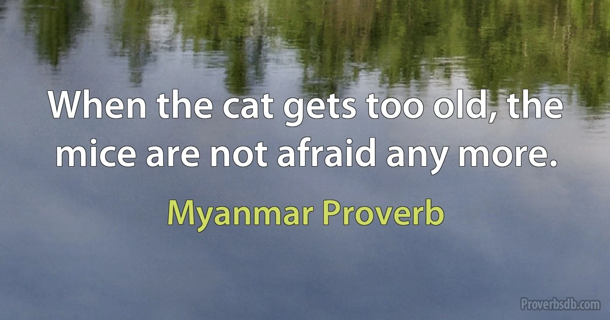 When the cat gets too old, the mice are not afraid any more. (Myanmar Proverb)