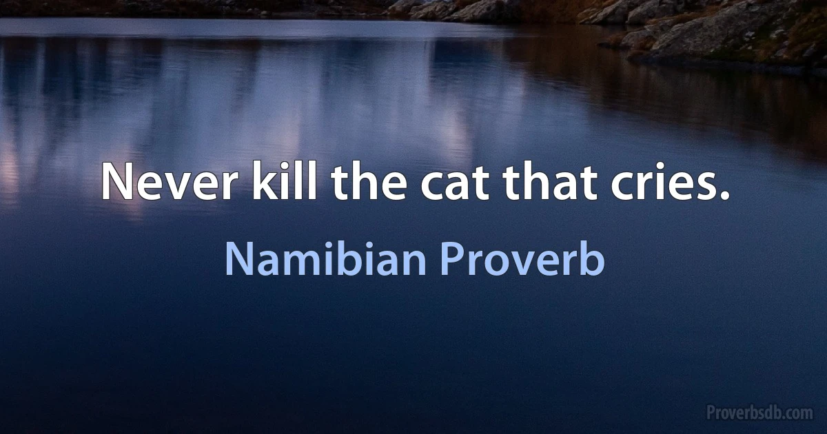 Never kill the cat that cries. (Namibian Proverb)