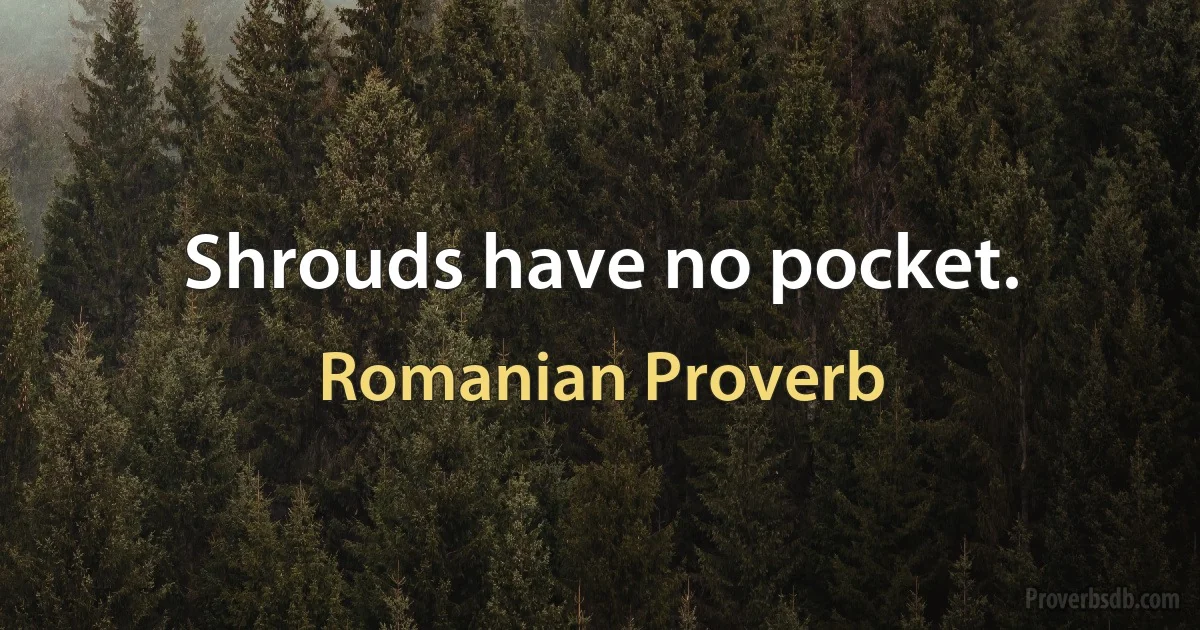 Shrouds have no pocket. (Romanian Proverb)